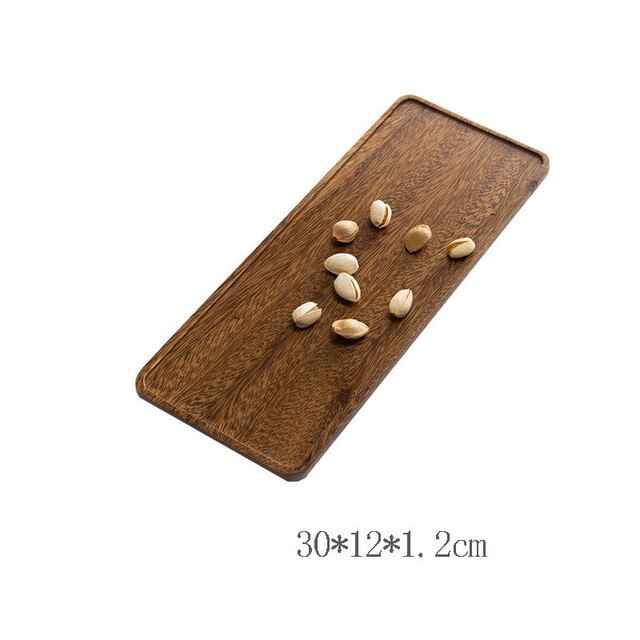 Rectangle Square Walnut Storage Plate Fruit Dishes Saucer Dessert Dinner Bread Plates Tea Tray: 30x12CM