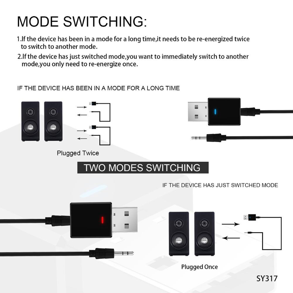 2-In-1 Usb Bluetooth5.0 Ontvanger Zender Voor Auto Draadloze Bluetooth Adapter Tv 3.5Mm Speaker Oortelefoon