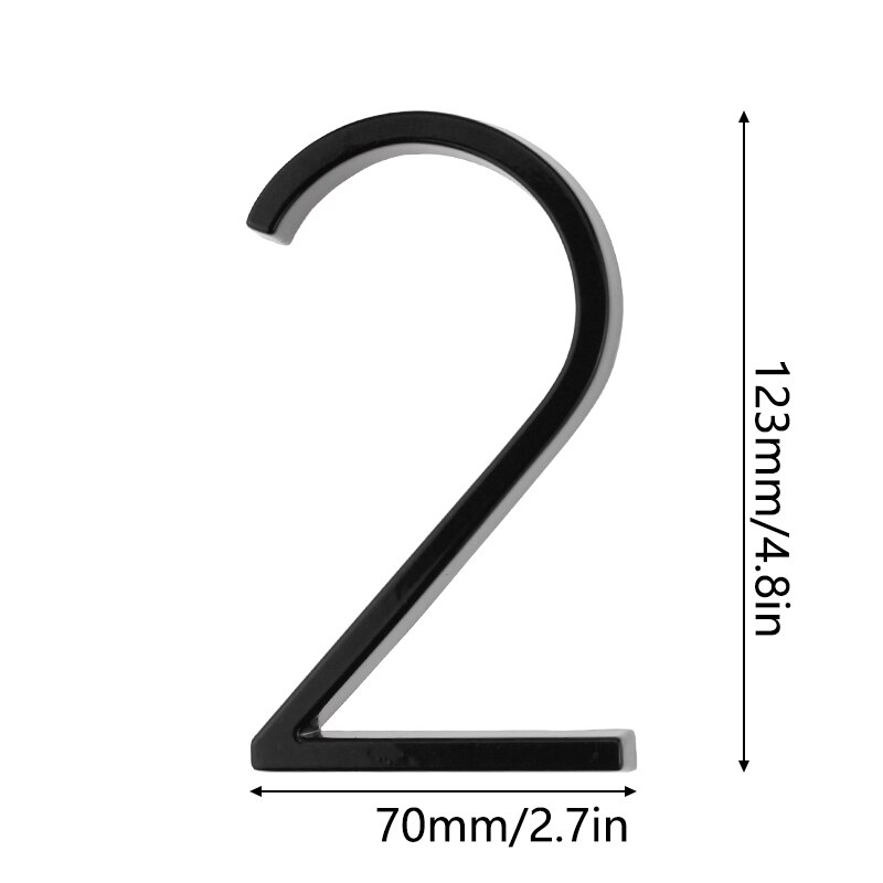 125mm Floating House Number Stone Letters Door Alphabet Numeros Casa Exterior Outdoor 4,87 in.Black Numbers Address Plaque: Number 2