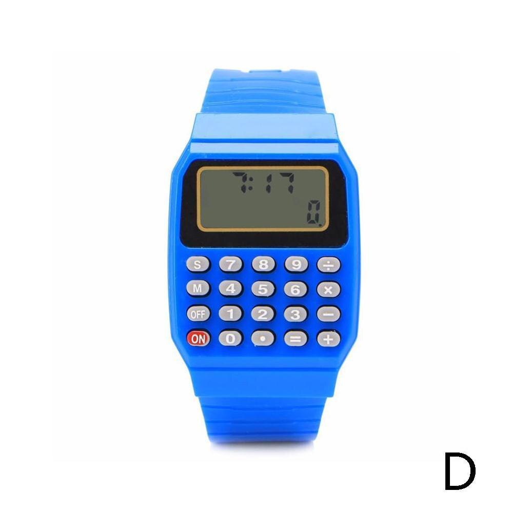 Child Silicone Electronic Calculator Date Time Multifunction Watch Wrist Calculator Watches P8H3: D