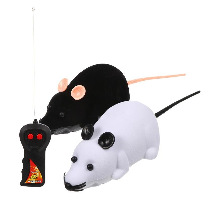 Juguete de rata eléctrica con Control remoto para gatos jugando, juguete divertido para gatos: White Black
