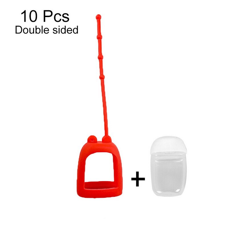 Contenedor de jabón líquido botella vacía portátil de 30ml botella de desinfectante de manos con funda protectora de silicona desmontable: Oval double red 10p