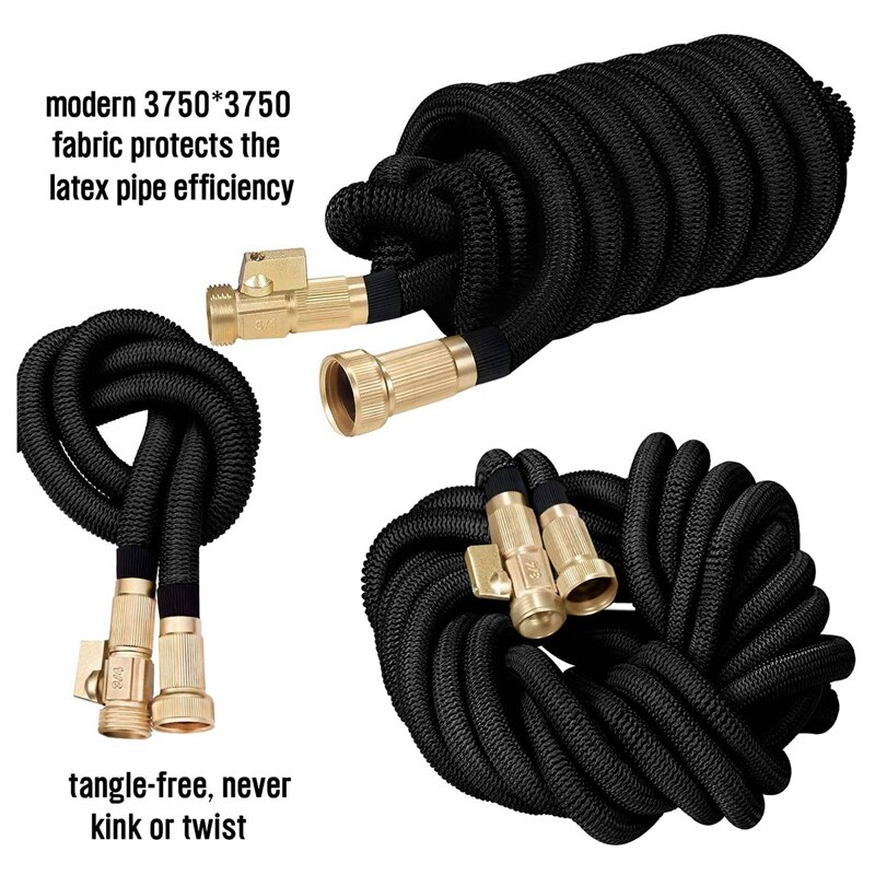 Tuinslang 100FT, Flexibele Lichtgewicht Uitbreidbaar Slang Uitbreiden Duurzaam Water Slang Met 3/4 Inch Massief Messing Fittingen