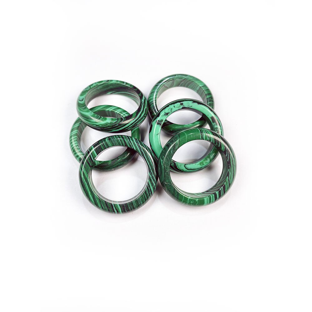 Natürliche stein ringe charme schmuck eine vielfalt von steinen zwei arten von modelle trendy für frauen oder freundin 6mm: 18 / malachite 6mm
