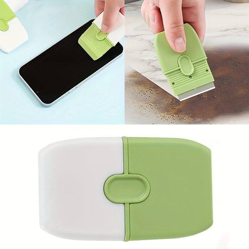 Mini spatel med beskyttelsesdæksel kompakt bærbar dobbeltsidig vægkeramisk rengøringsmiddel fliseskraber multifunktionelt rengøringsværktøj