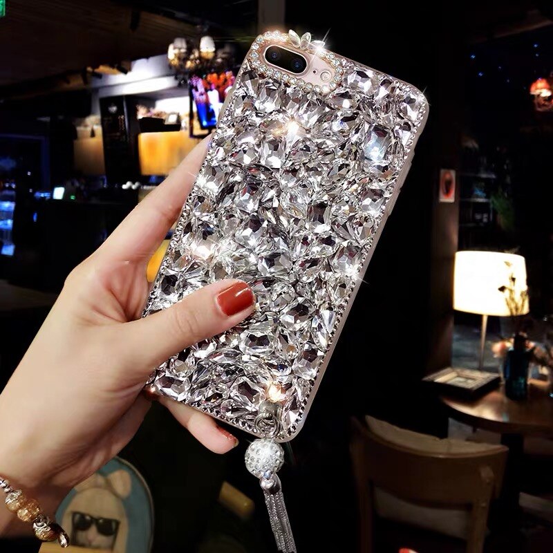 Cassa del diamante per huawei p40 lite caso di bling di cristallo della copertura del telefono per huawei p 40 lite p40 luce di scintillio di strass coque funda