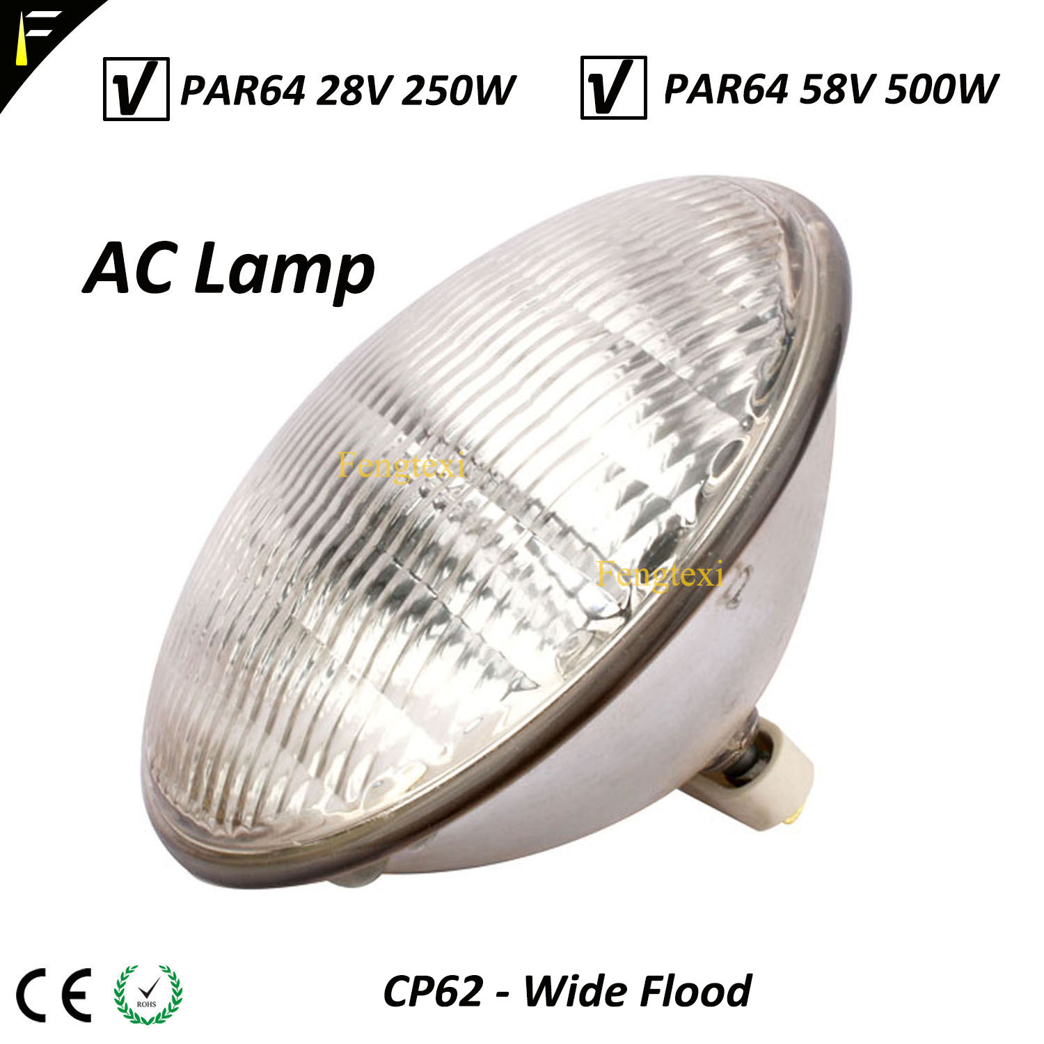 Lámpara Par64 de 3200k para estudio de cine, Reflector parabólico de 500w, CP60, CP61, CP62, Par de bombilla de 64 y 500W, GX16D, Burbuja sellada