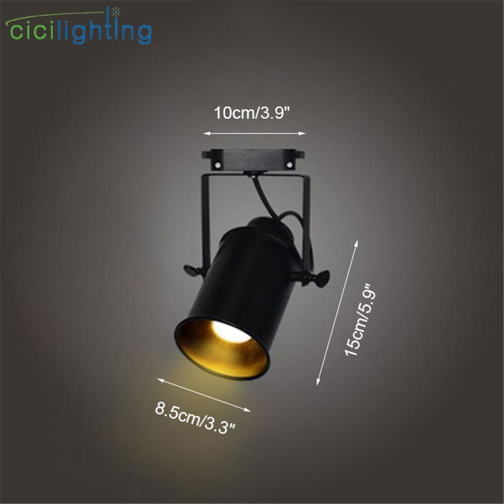 1pcs 5W led Track light Vintage Black track lamp clothing store cob led Spotlights Industrial American Style Loft rail spot lamp