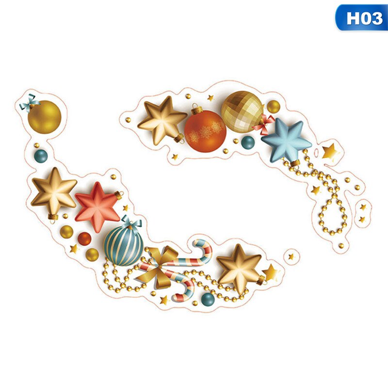 Christmas Green Plant Twig Bell Wall Sticker Simulation Plant Affixed Toilet TV Background Decor Wall Window Decoration Stickers: H03