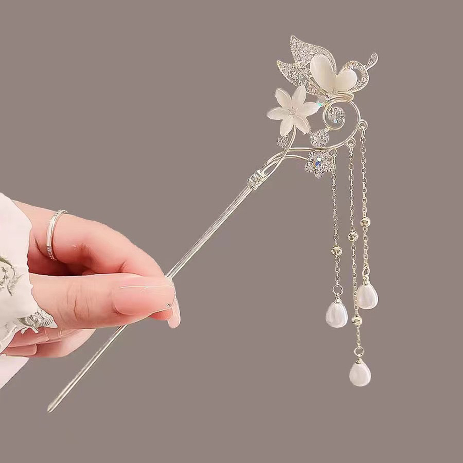 Palillos para el cabello de estilo chino Vintage, horquillas para mujeres y niñas, horquilla de flores, Clip para el cabello, tocado Hanfu, joyería, accesorios para el cabello: Blue