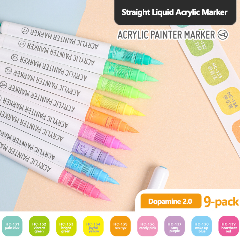 9 stk/eske blandede farger akryltusjer sett kunst stein malingspenner låve graffiti til stein glass bok sko gjør-det-selv håndverksutstyr: Sjøgrønn