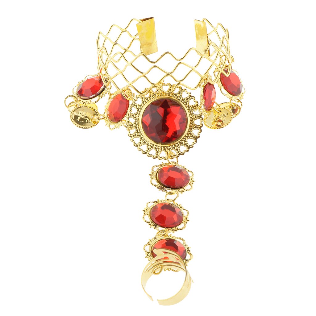 Buikdans Armbanden Met Vinger Crystal Bangles Kostuum Sieraden Mode-sieraden Gold