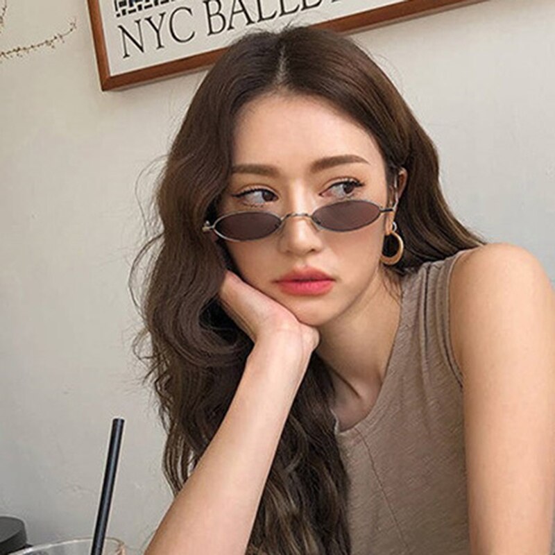 UEESHOP-gafas de sol Okulary Vintage para hombre y mujer, lentes de sol ovaladas pequeñas, de , antiazul