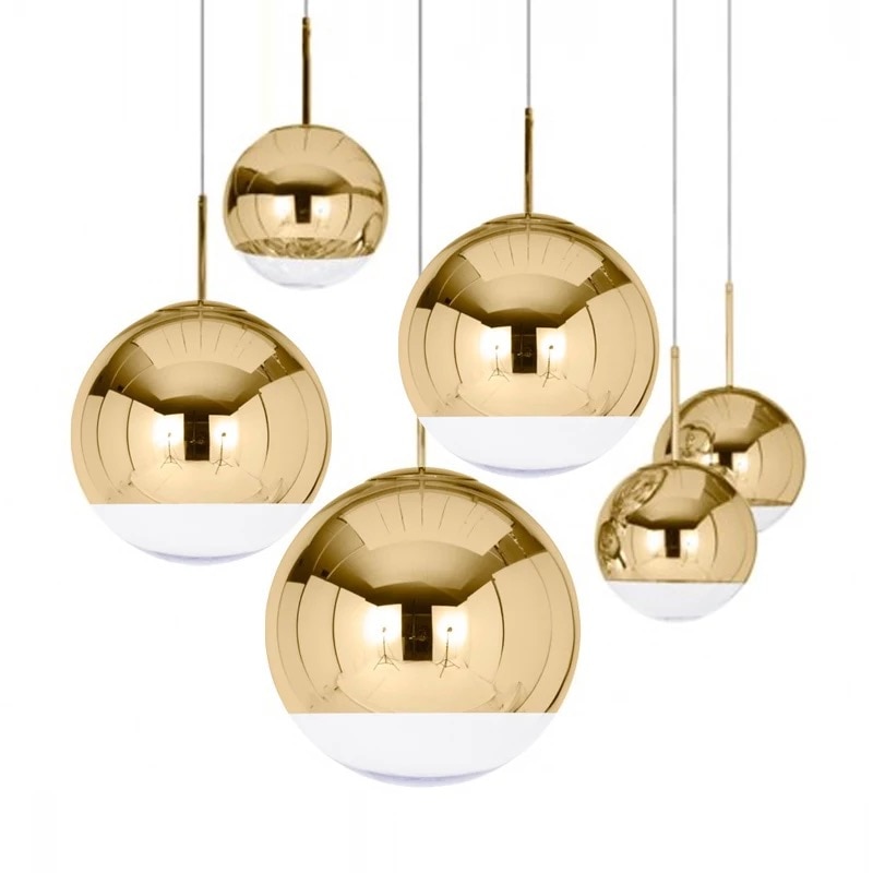 Moderne pendellamper sølv spejlkugle glas pendellamper industriel indretning hjem rumkugle hængende lys hjem industriled