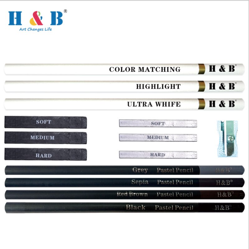 H& b 15 stuks/set tekenset potloden schets houtskoolpotlood schildergereedschap kunstbenodigdheden