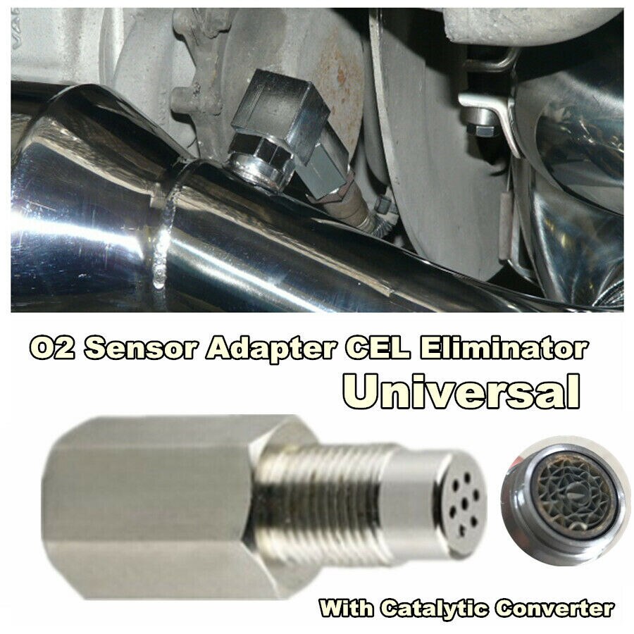2PCS Universal O2 Oxygen Sensor Extender Spacer Adapter Bung Catalytic Converter Fix Check CEL Eliminator Engine Light M18X1.5