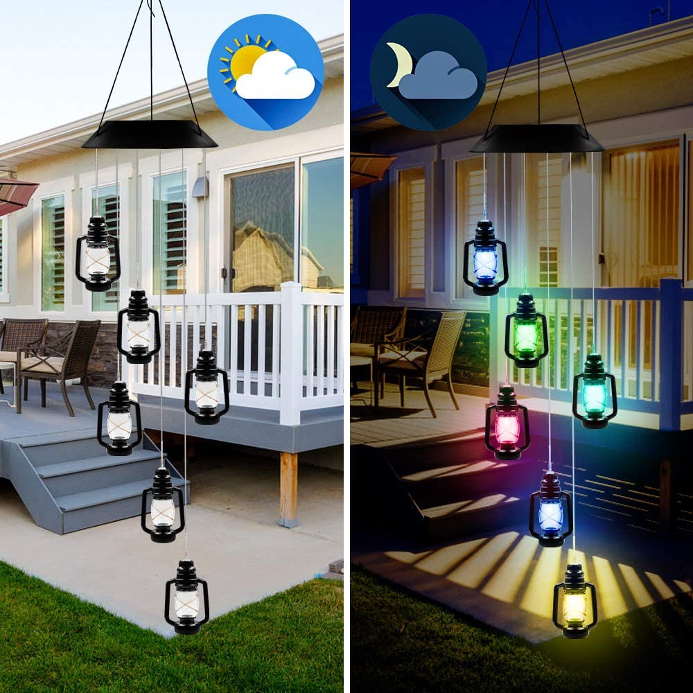 14 Style Solar Wood Squirrel Unicorn Star Wind Chime Color Changing Solar LED String Lights Outdoor Mobile Hanging Patio Light