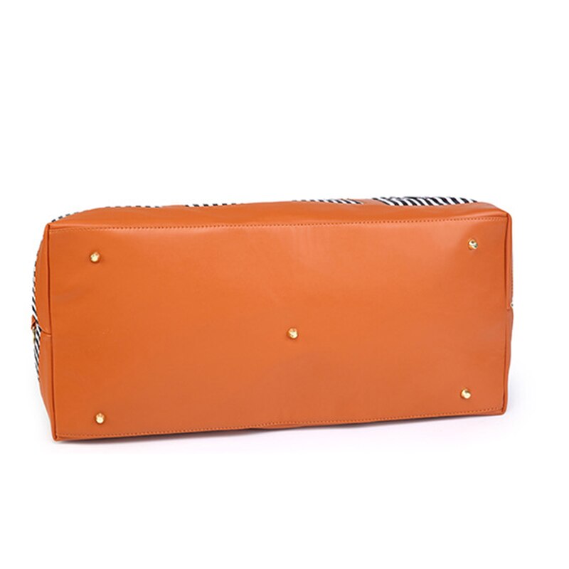 Bolso de viaje de retales a rayas para mujer, bolsa grande de viaje, fin de semana, para Fitness, XA731WB