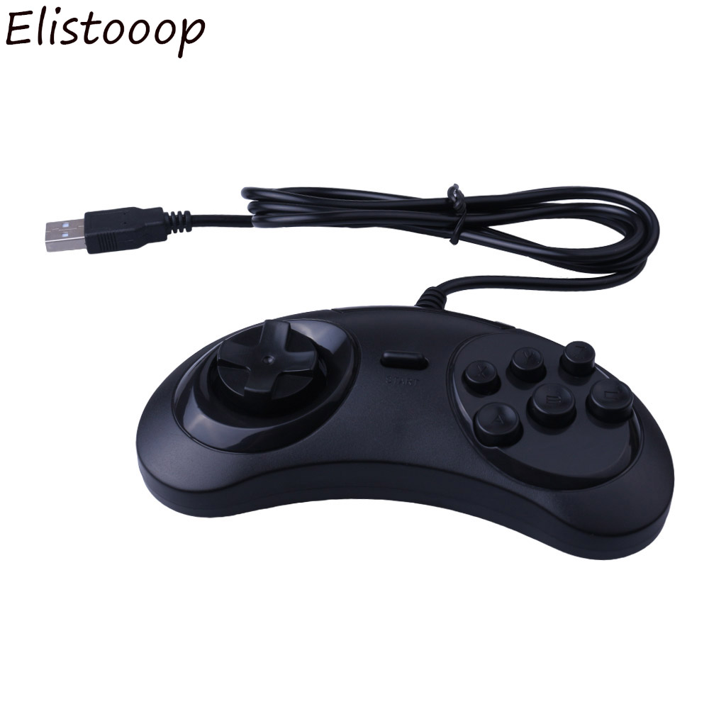 Usb Classic 6 Knoppen Gamepad Wired Usb Game Controller Joystick Voor Sega Genesis/Md Pc/Mac Mega Drive usb Gamepad