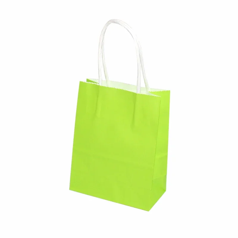 6/12pcs Mini Small Kraft Paper Bag with Handles Festival Bag Candy Shopping Bags: light yellow / 5x5x5cm