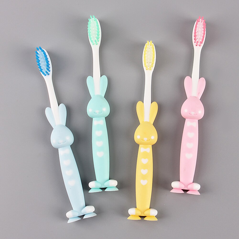 4Pcs Children's Toothbrush Soft Toothbrush Tooth Cartoon Training Toothbrush Baby Clean Mouth Care: 4pcs Rabbit