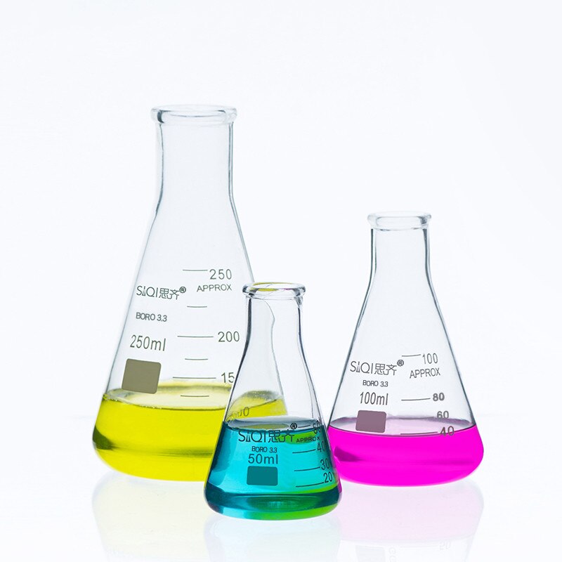 2Pcs / 500ml glass Erlenmeyer flasks for school laboratory equipment Erlenmeyer flasks