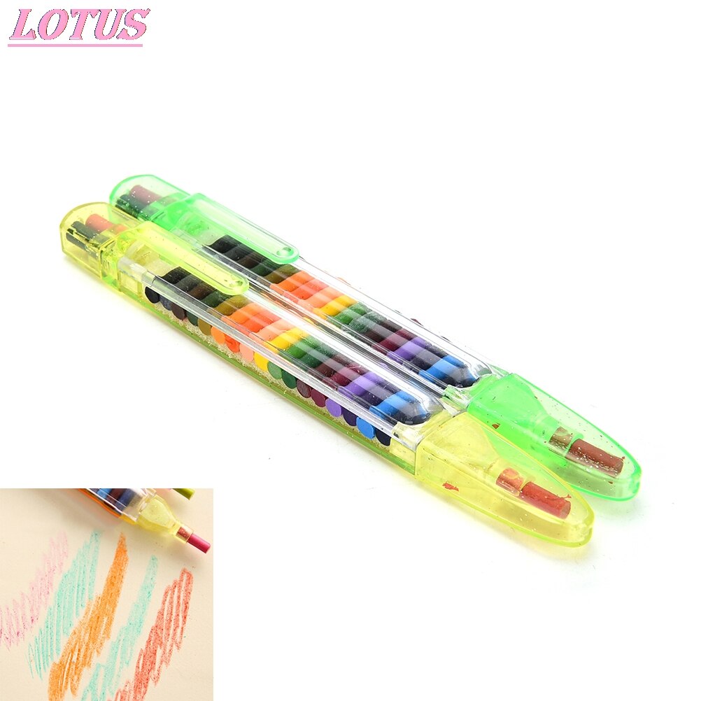 1 Set 20 Kleuren Kleurpotloden Stacker Potloden Tekening Krijt Graffiti Pen Cadeau Voor Kinderen Kids Olie Pastel Kleurpotloden Pen Supply