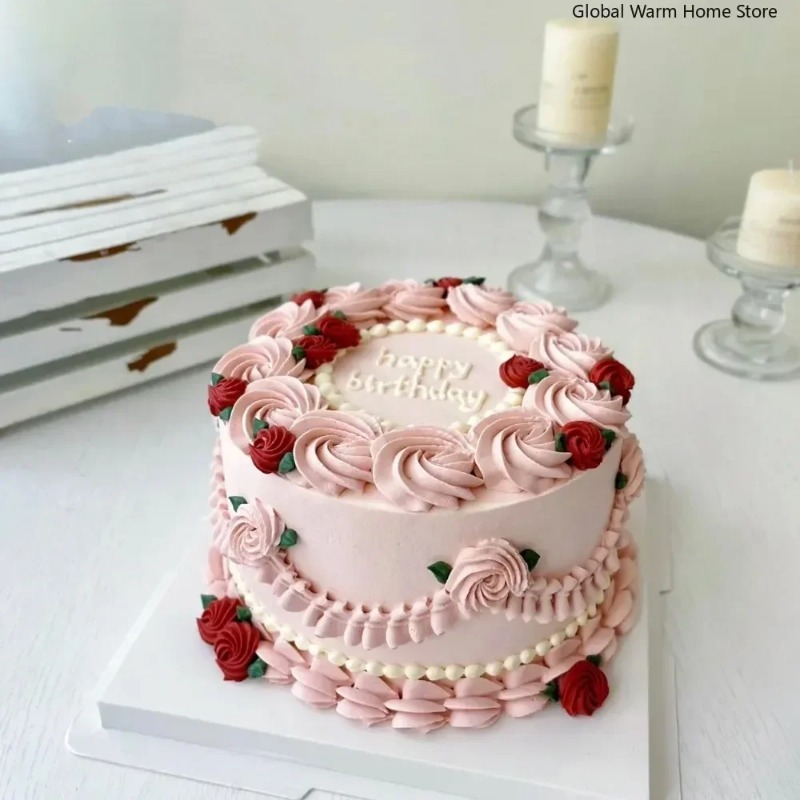 Simulatie Taart Model Verjaardag Dessert Ingelijst Versierd Etalage Monsters Nep Voedsel Fotografie Props Halloween Home Decor: Fluorescentie Geel