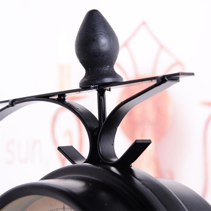 Retro Double Side Rotating Wall Clock Metal Hanging Clock Outdoor /Home/Garden Decor European Clock Wall Mounted+Bracket