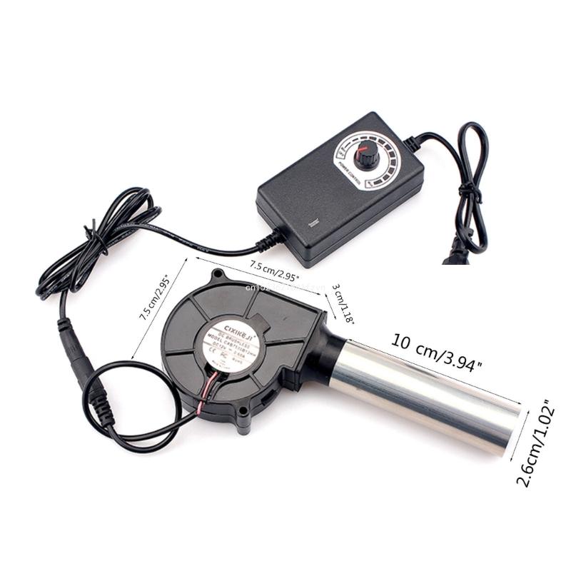 7530 BBQ Blower Met Luchtkanaal DC12V 220V Passen Snelheidsregelaar voor Brandhout Barbecue Kachel Stille Fan