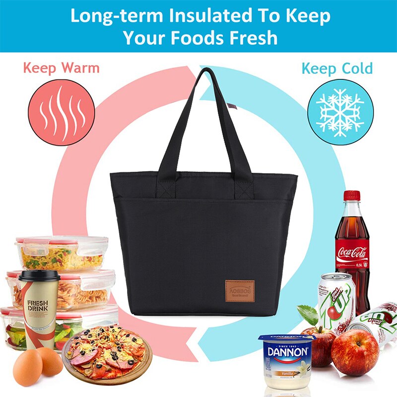 Aosbos Canvas Insulated Lunch Bags Women Thermal Cooler Bag Students Leisure Picnic Bag Tote loncheras termicas para mujer