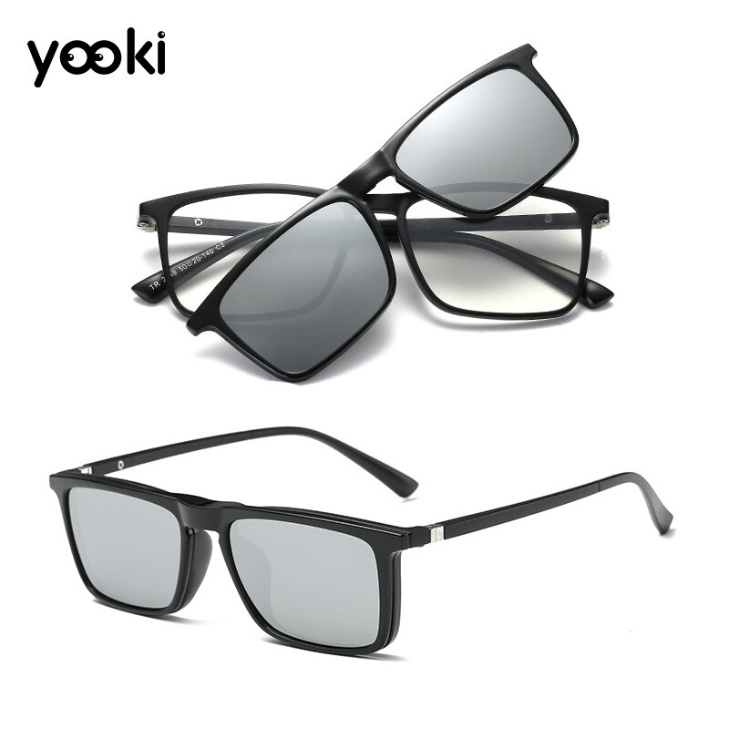 Clip on solbriller kvinder stel clips magnetiske solbriller magnet briller mænd klip briller 5 in 1: No 2