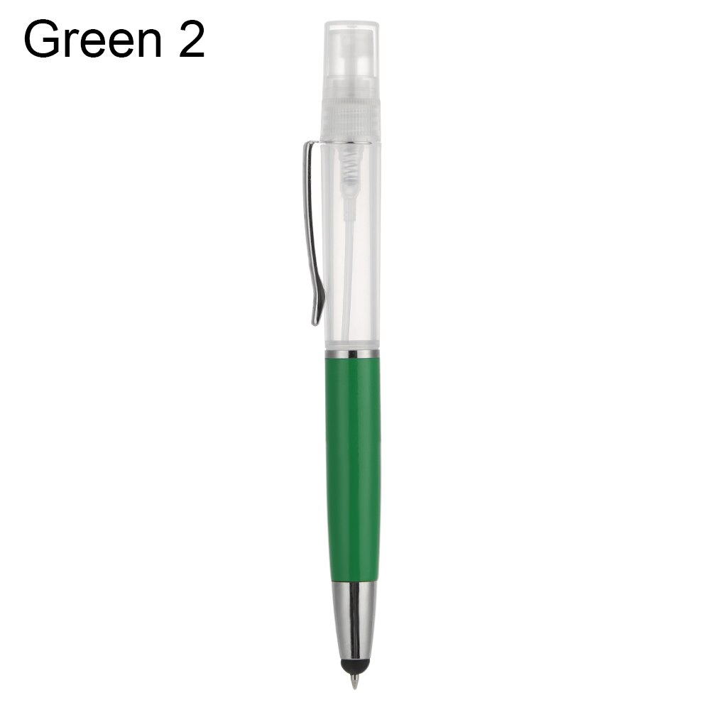 1 PC Portable Multifunction Spray Ballpoint Pen Refillable Disinfectant Pen Practical Mini Travel Perfume Bottle Writing Tools: style 2-Green