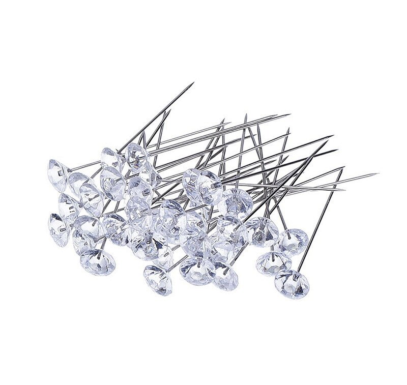 100Pcs Clear Ronde Parel Nietstiften Crystal Diamante Wedding Corsage Boeket Pins Crystal Diamante Corsage Pin 0131