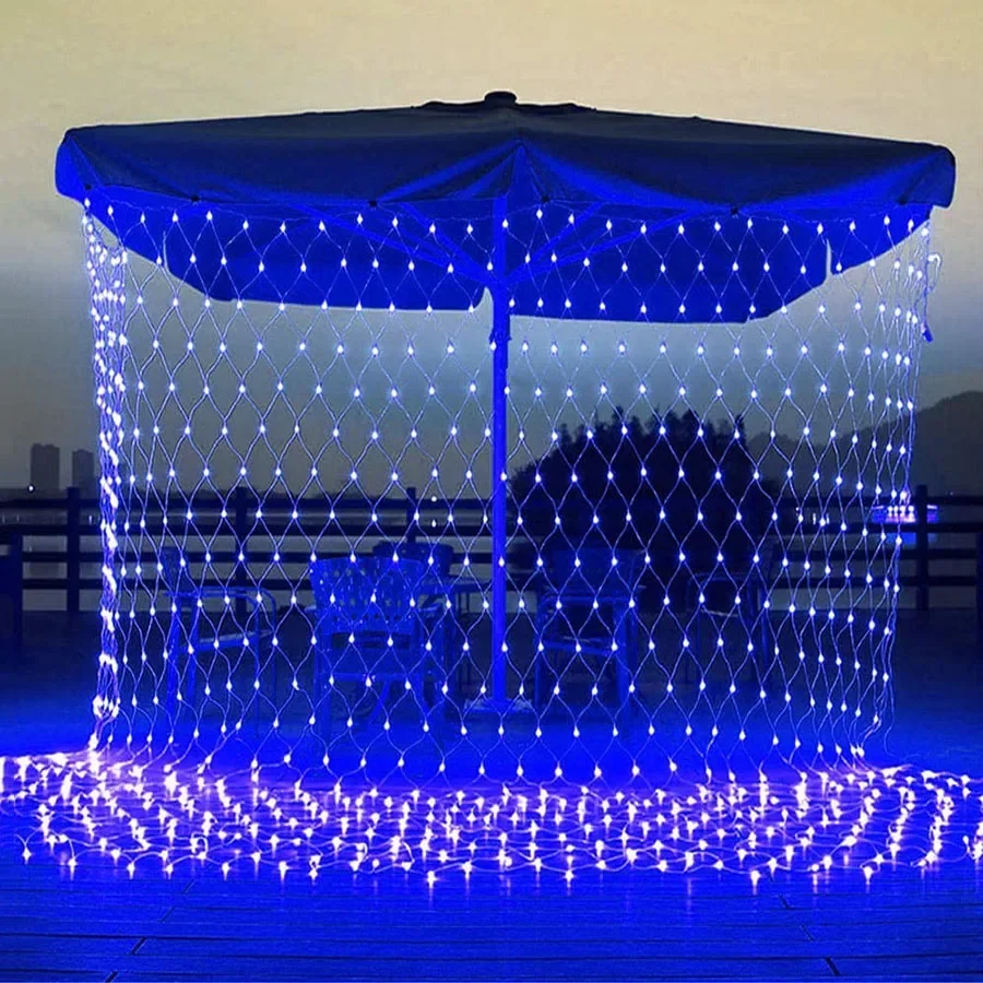 Guirnalda de luces LED de malla de 6x4M, 3x3M, cortina de ventana navideña, guirnalda de luces de hadas para exteriores, lámpara de decoración para bodas y vacaciones