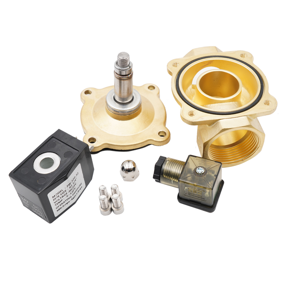Válvula solenóide de ar de latão elétrico, Válvula solenóide normalmente fechada para água quente óleo ar, AC 220V, DC 12V 24V,0 ~ 1.0Mpa,IP65, G3/8 para G2