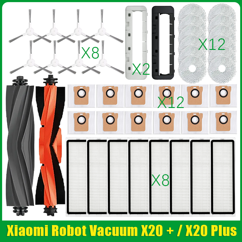 Para Xiaomi Robot aspirador X20 + / X20 Plus bolsa de polvo paño de mopa accesorios Cepillo Lateral principal piezas de repuesto de filtro Hepa