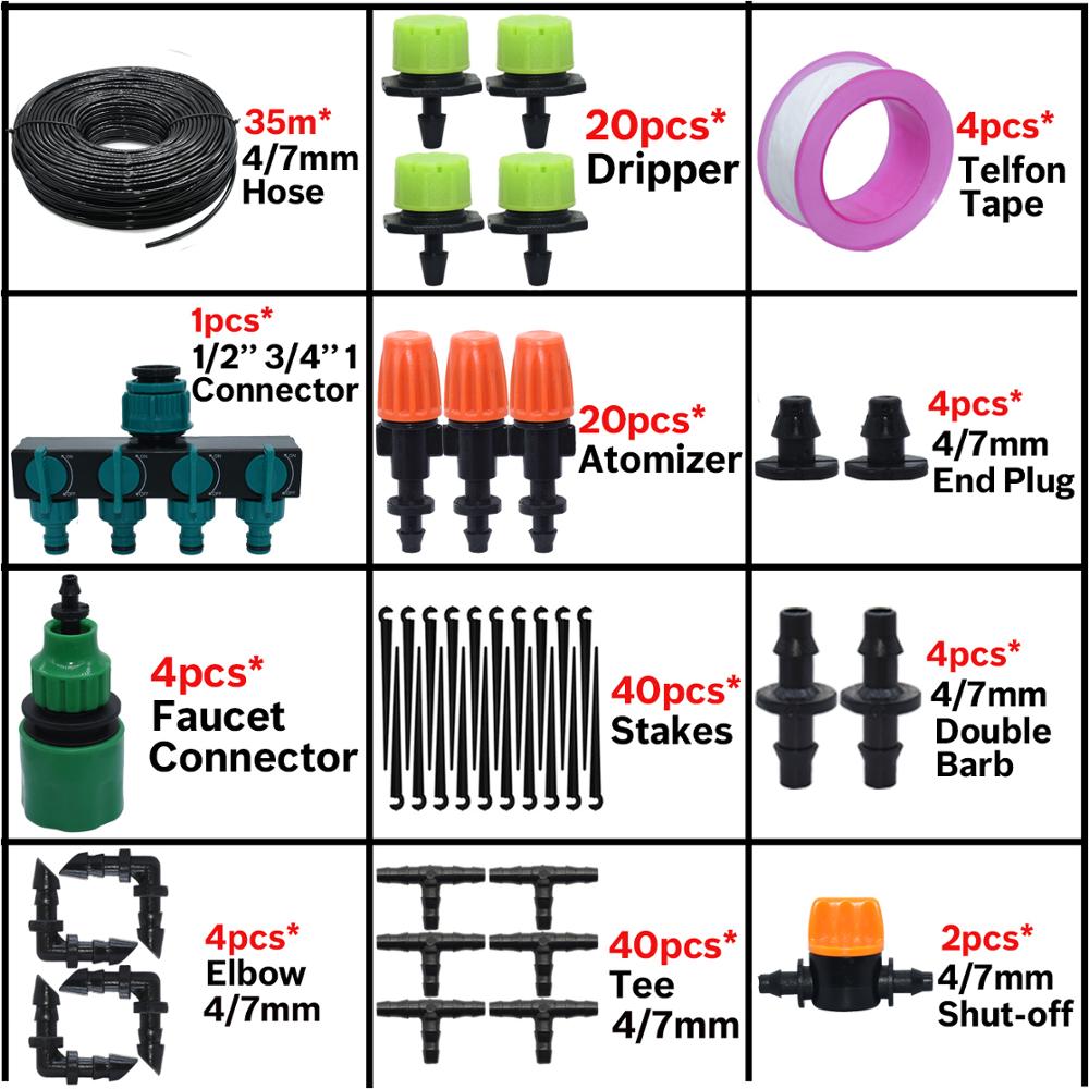 KESLA 5M-35M Micro Drip Irrigation Watering Kit Automatic Garden 4/7mm Irrigation System w/ Adjustable Dripper for Flower Lawn