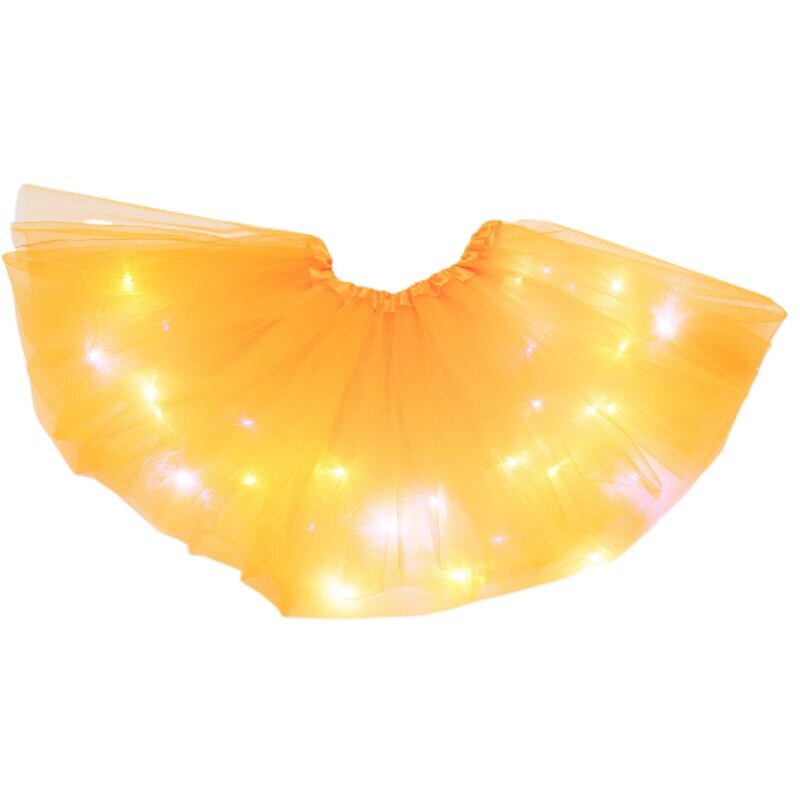 Kleine Meisjes Led Light Up Tutu Rok Neon Kleurrijke Lichtgevende Party Dance De Rok: Orange Yellow