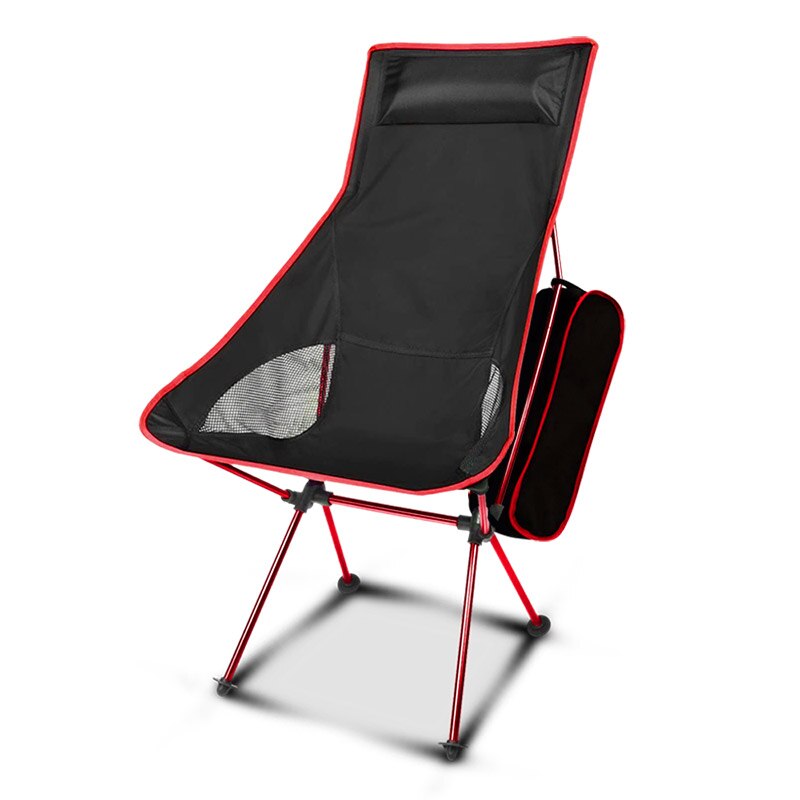 Camping moon stol foldbar bærbar udendørs møbler til travle bbq strand picnic vandreture fiskeri max belastning 150kg fiskestol: Rød