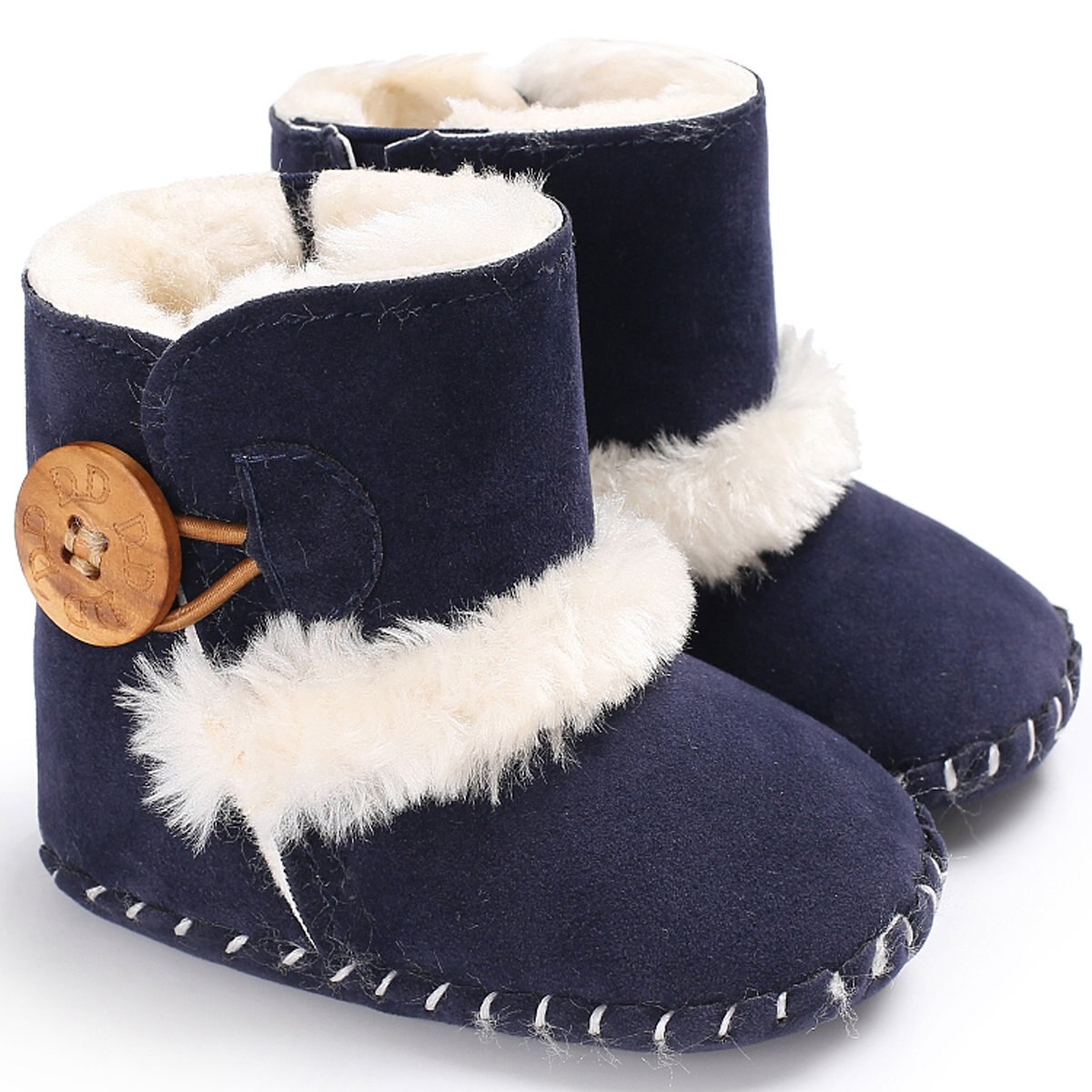 Baby Meisje Winter Warm Flock Snowboots 0-18M Baby Peuter Casual Solid Anti Slip Platte Ronde teen Schoenen: Blauw / 7-12 Months