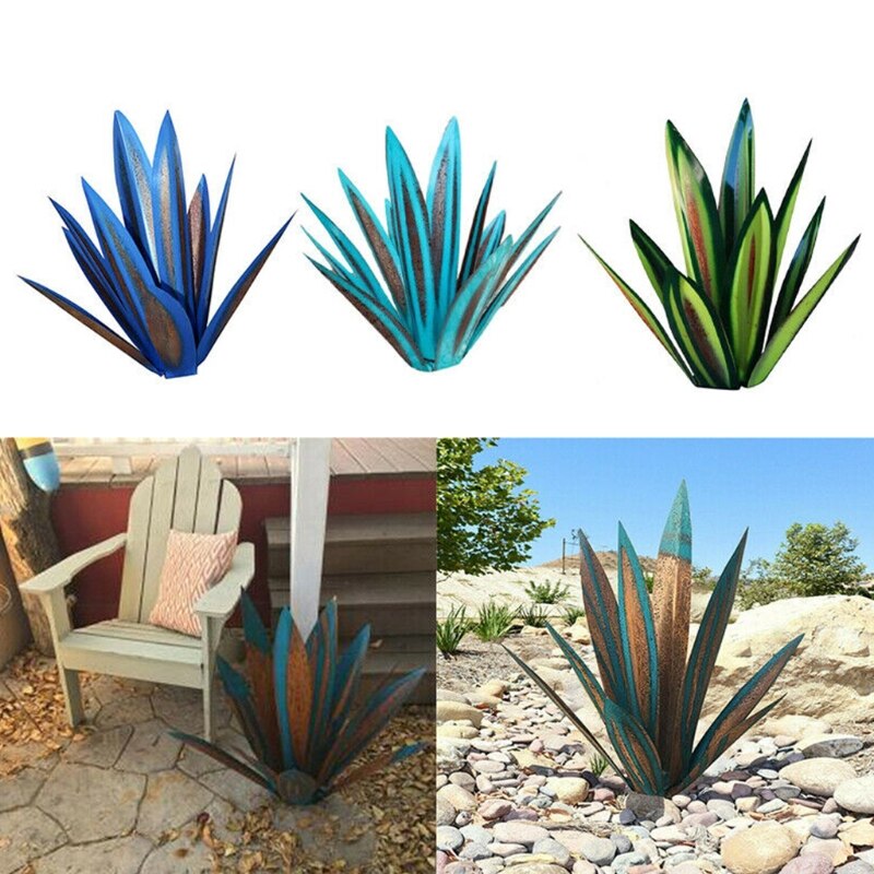 Simulation de plante d'agave artistique, Sculpture rustique en métal, bricolage, pour Patio extérieur, décoration de jardin, piquets de décoration de pelouse, Statue de maison