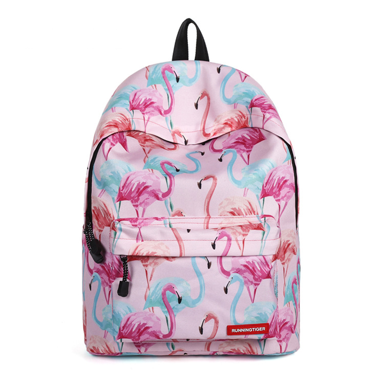 Jenter skole vesker kvinner ryggsekker flamingo print ryggsekk for tenårings jenter laptop skole ryggsekk vanntett barn poser: Flamingo 1