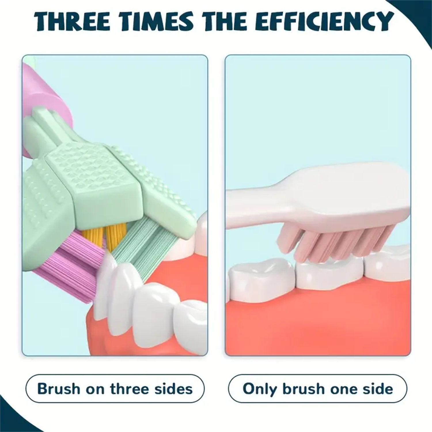 Cepillo de dientes de 3 lados de cerdas suaves, limpieza suave, cepillo de dientes para adultos para el cuidado completo de las encías, sensorial para autismo, herramienta de salud bucal, 4 Uds.