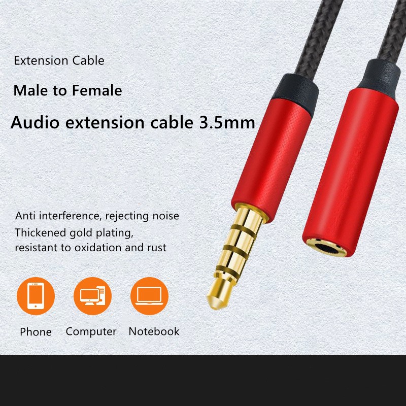 3,5 mm jack aux audio man-vrouw verlengkabel 4-polig met microfoon stereo compatibel voor pc hoofdtelefoon auto luidspreker microfoon