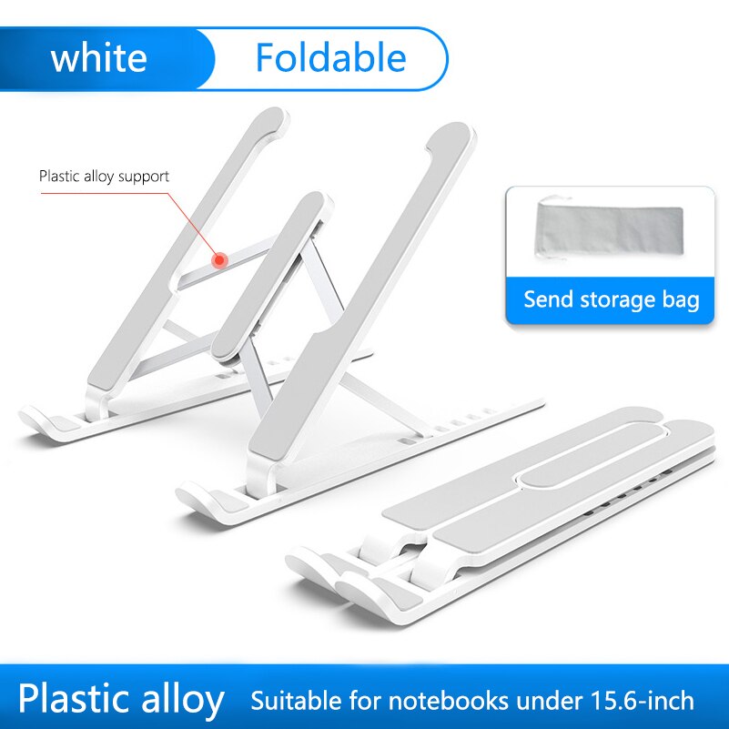Factory Direct Portable Laptop Stand Holder For Macbook Pro Adjustable Suporte Notebook Stand Laptop Stand For Bed: L02 White