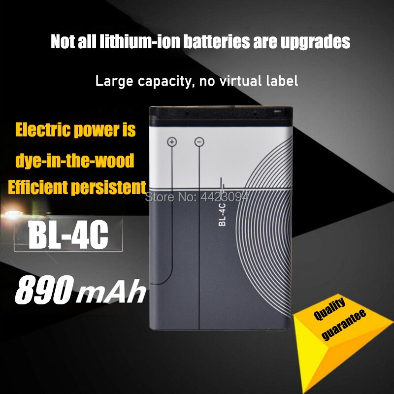 1pc 890 mah erstatning bl -4c bl4c mobiltelefon batteri nokia 6100 6125 6136 6170 6300 7705 7200 7270 8208 bl 4c batterier