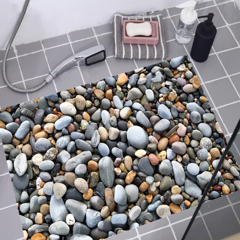 Antidérapant galet salle de bain tapis de bain PVC salle de bain douche cuisine sol 3D autocollants tapis maison salle de bain décor tapis ensemble