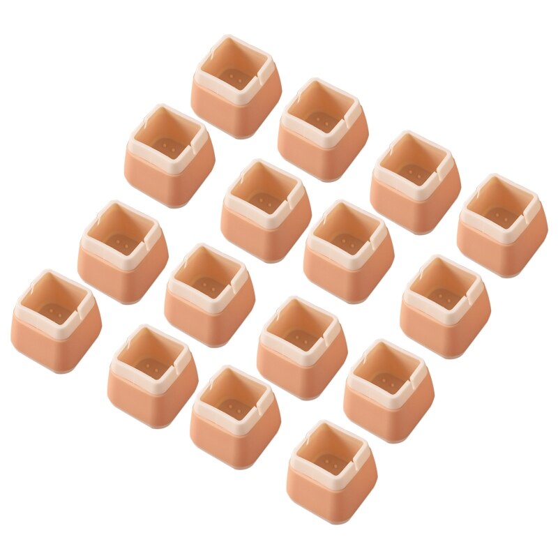 16pcs Silicone Table Chair Feet Cover Floor Protector Furniture Leg Anti-Scratch: Orange / Square