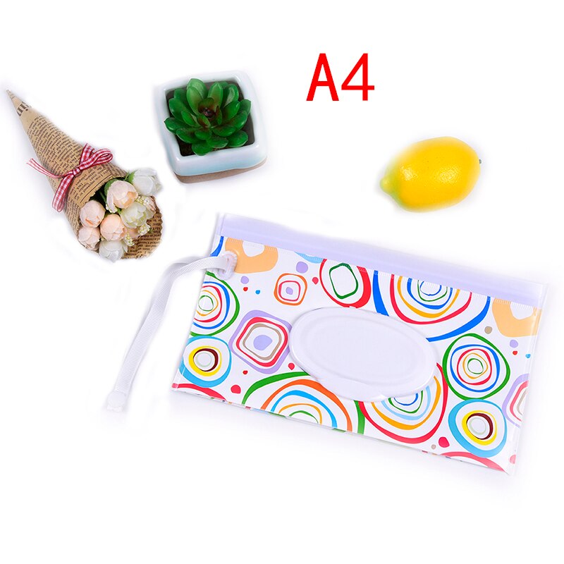 1PC Eco-Friendly Baby Wipes Box Wet Wipe Box Cleaning Wipes Carrying Bag Clamshell Snap Strap Wipe Container Case: A4